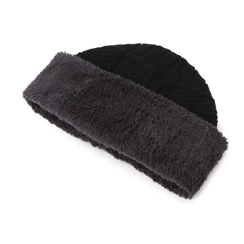 Men'S Windproof Hat Outdoor Travel Leisure Winter Scarf Gloves Three-Piece Neck One plus Cashmere Warm Winter Knitted Hat