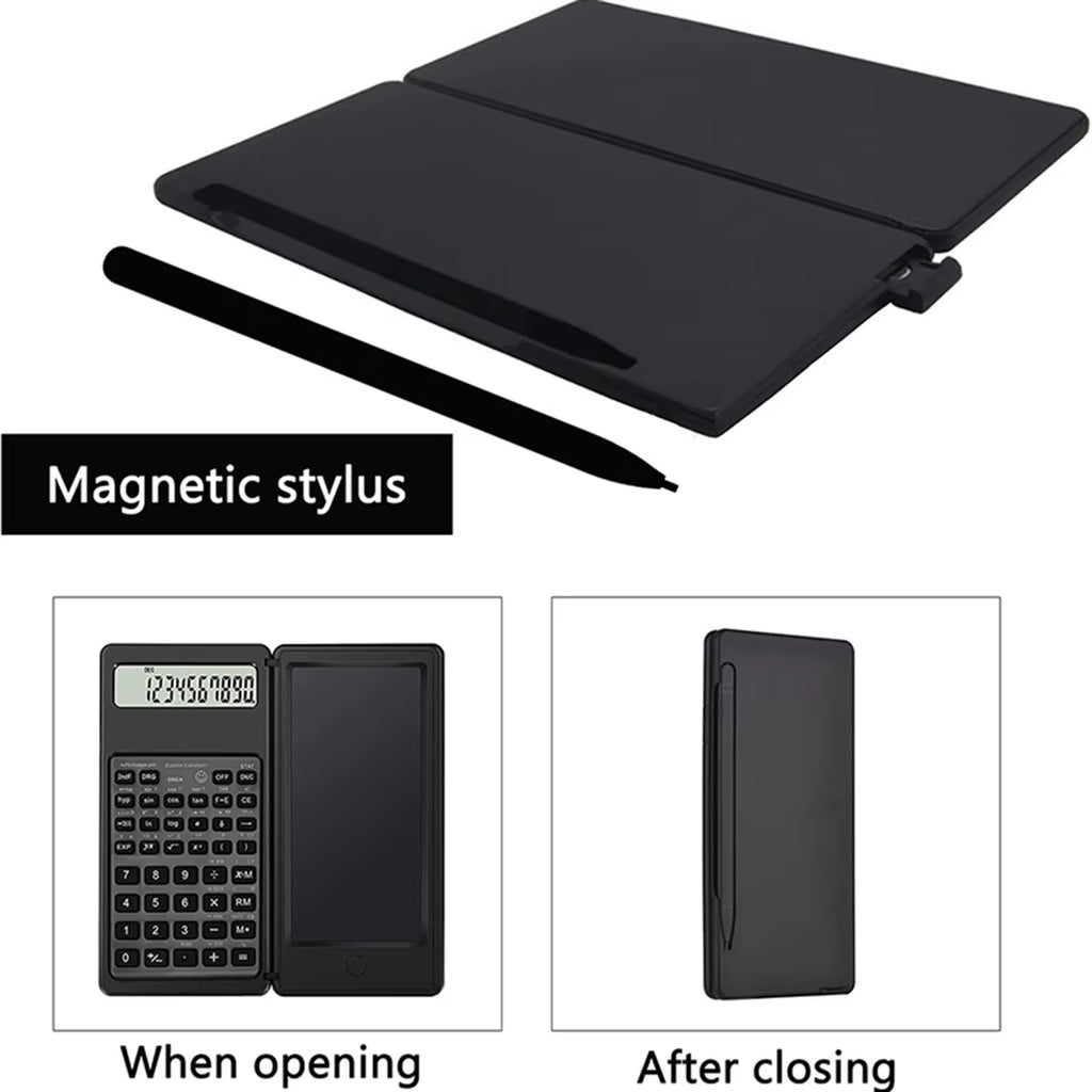 2-In-1 Foldable Scientific Calculator & 6 Inch Writing Tablet 10 Digit LCD Display for College Office Student Teacher Accountant