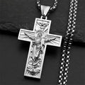 Stainless Steel Cross Jesus Pendant Necklace for Women Men Gold Color Chain Religious Crucifix Necklaces Amulet Jewelry Gift