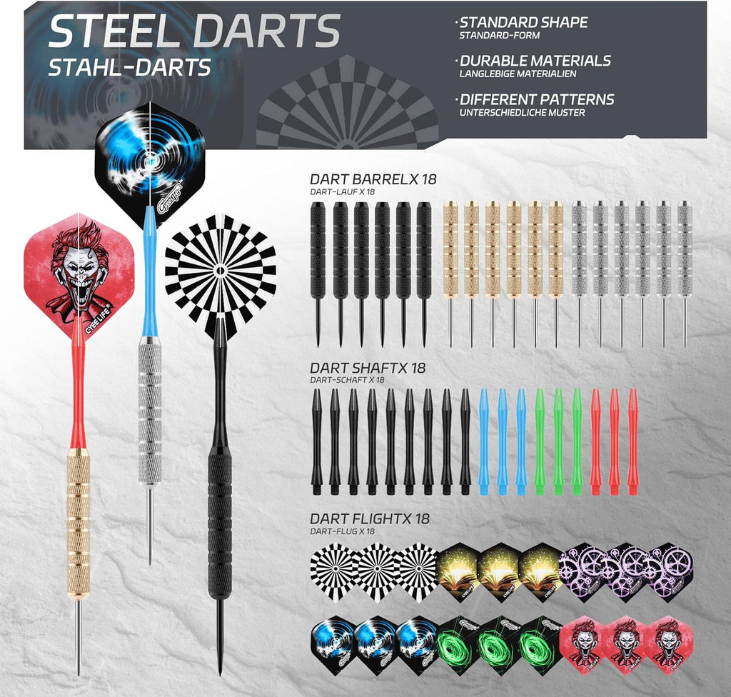 Steel Tip Darts,18Pcs Professional Metal Darts, Darts Metal Tip Set, Metal Darts for Dartboard,For Beginners and Hobbyists