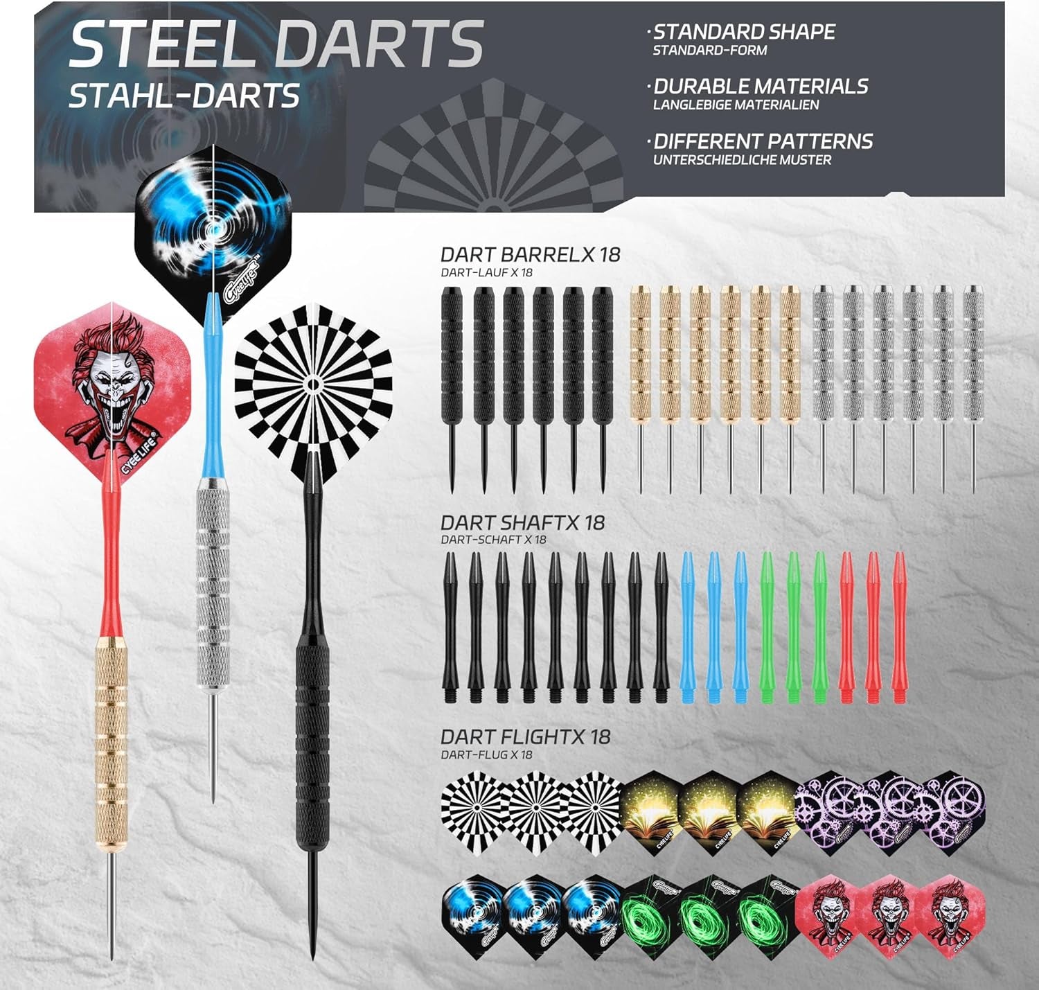Steel Tip Darts,18Pcs Professional Metal Darts, Darts Metal Tip Set, Metal Darts for Dartboard,For Beginners and Hobbyists