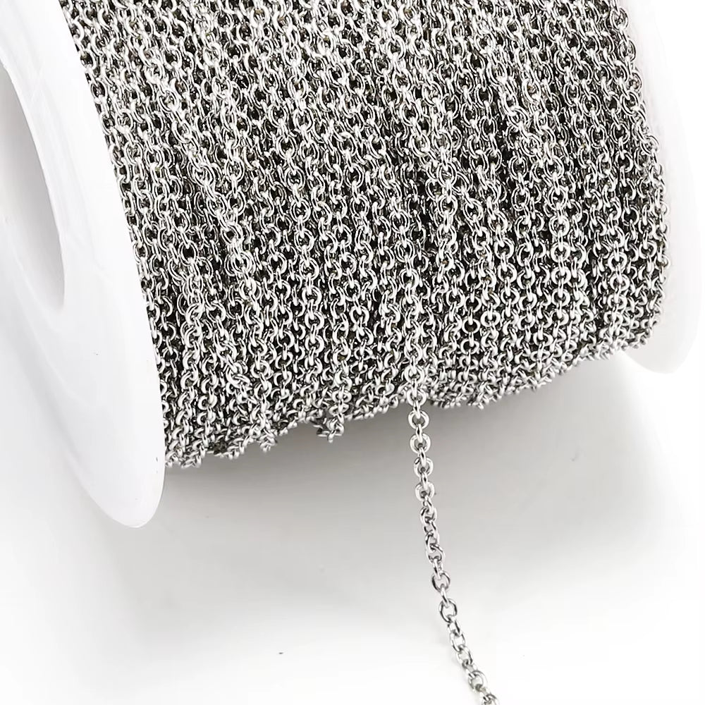 10Meters/Roll Stainless Steel O Shape Link Cable Chain round Cross Chain Bracelet Necklace DIY Jewelry Making DIY Wholesale