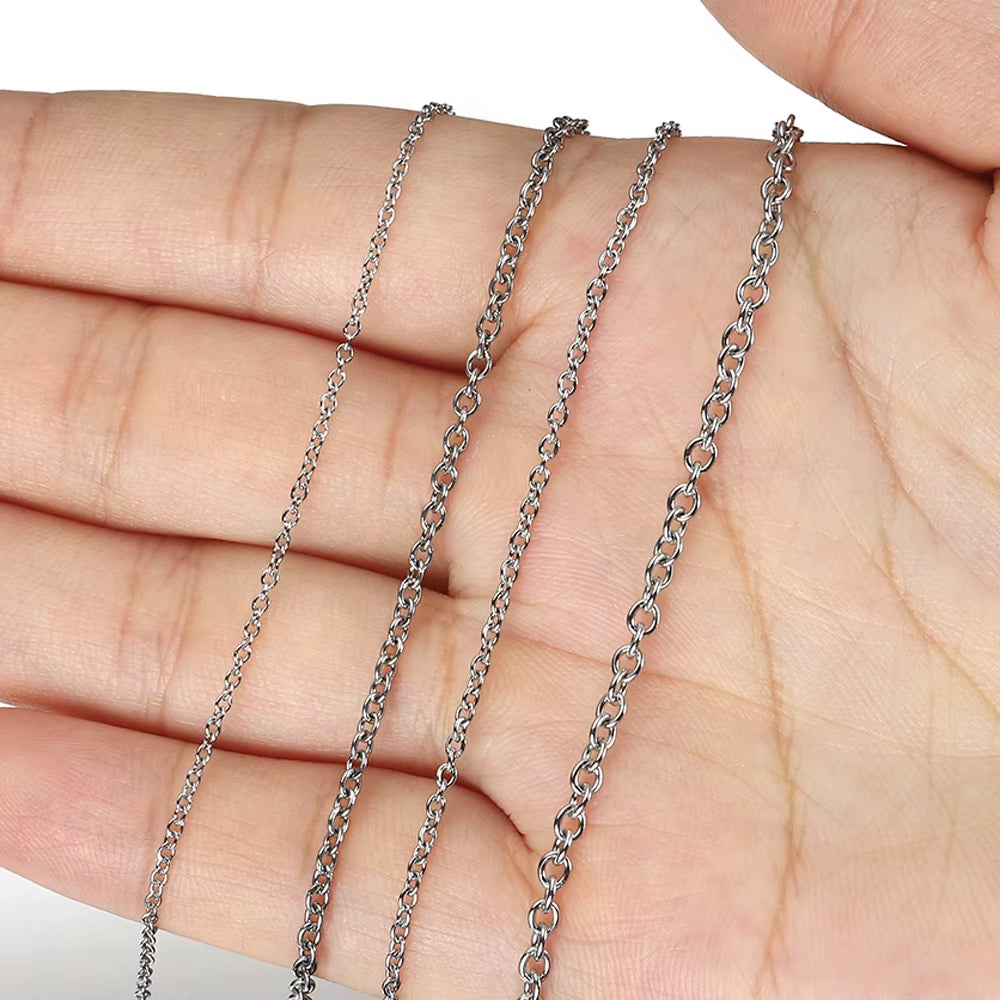 10Meters/Roll Stainless Steel O Shape Link Cable Chain round Cross Chain Bracelet Necklace DIY Jewelry Making DIY Wholesale