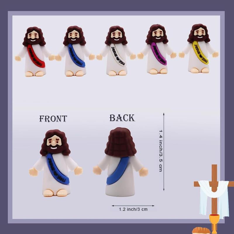 30PCS Little Jesus Figures, Mini Jesus Figurines in Bulk, Multicolor Tiny Jesus Figures, Miniature Figurines to Hide and Seek Religious Gifts for Easter Egg Stuffers (30PC)