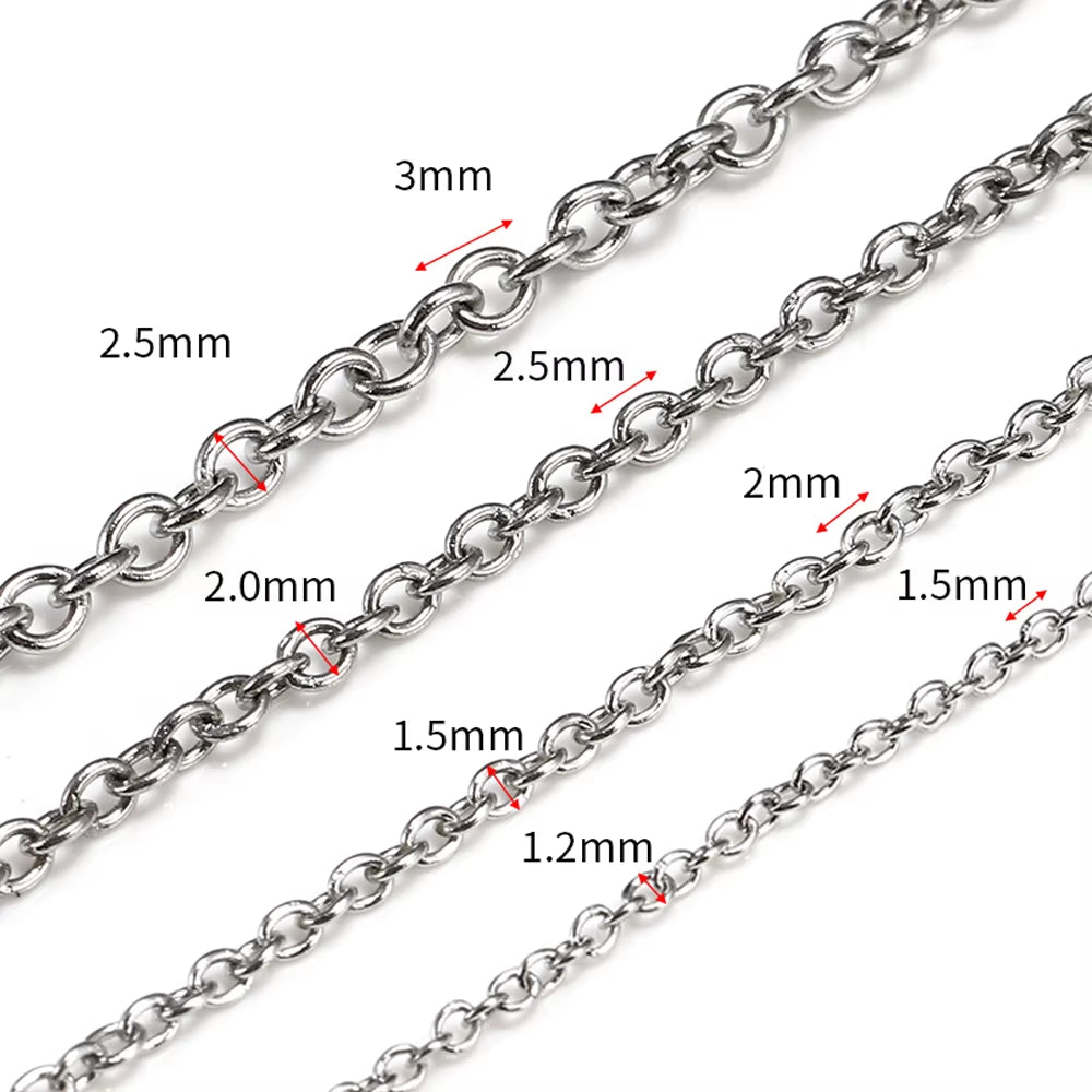 10Meters/Roll Stainless Steel O Shape Link Cable Chain round Cross Chain Bracelet Necklace DIY Jewelry Making DIY Wholesale