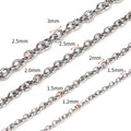 10Meters/Roll Stainless Steel O Shape Link Cable Chain round Cross Chain Bracelet Necklace DIY Jewelry Making DIY Wholesale