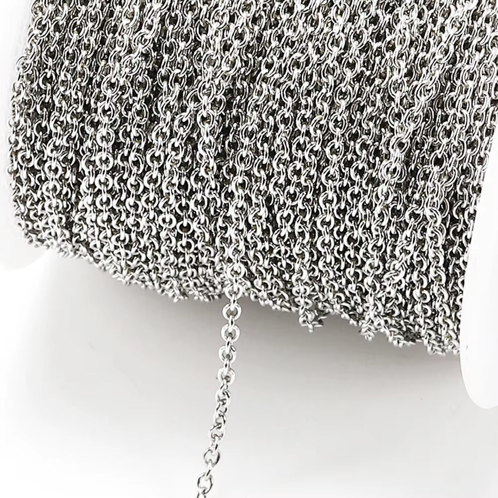 10Meters/Roll Stainless Steel O Shape Link Cable Chain round Cross Chain Bracelet Necklace DIY Jewelry Making DIY Wholesale