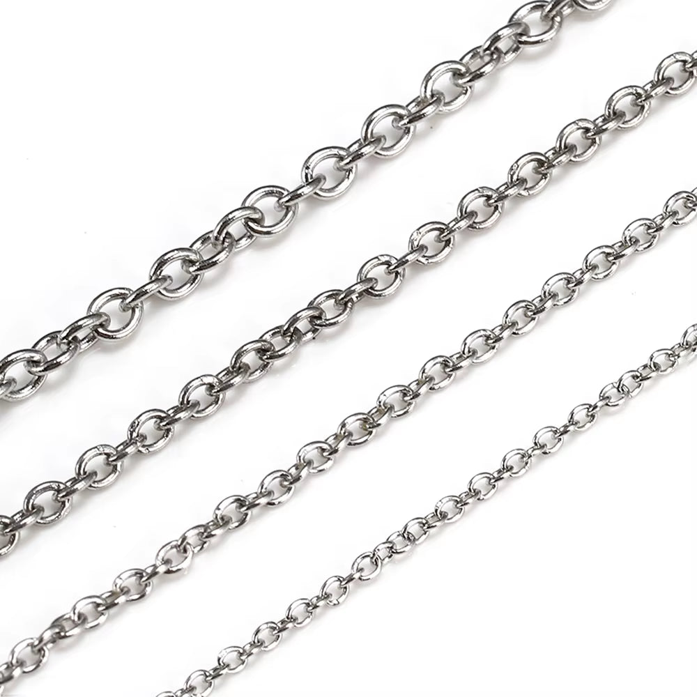 10Meters/Roll Stainless Steel O Shape Link Cable Chain round Cross Chain Bracelet Necklace DIY Jewelry Making DIY Wholesale