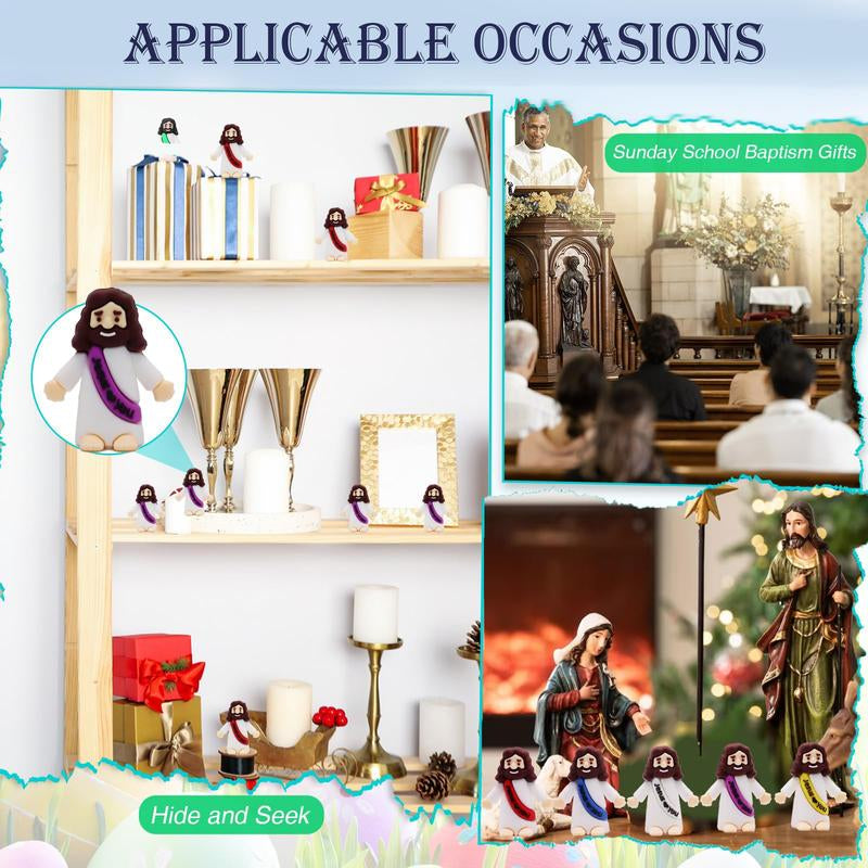 30PCS Little Jesus Figures, Mini Jesus Figurines in Bulk, Multicolor Tiny Jesus Figures, Miniature Figurines to Hide and Seek Religious Gifts for Easter Egg Stuffers (30PC)